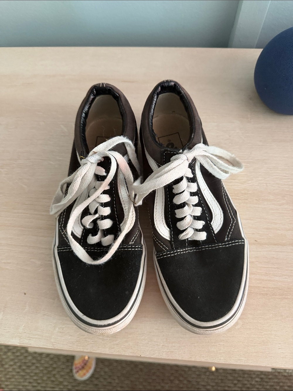 VANS Kids Black Skate Sneakers with White Stripe and Laces